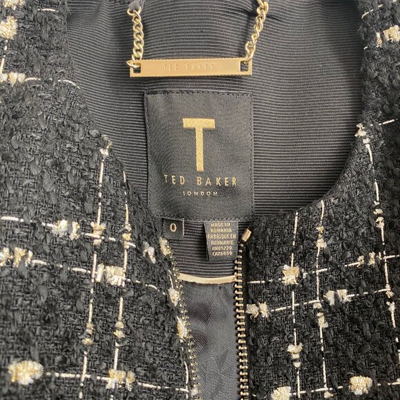 TED BAKER CHARRA METALLIC TWEED BOUCLE JACKET + Matching Skirt Set - Picture 14 of 16